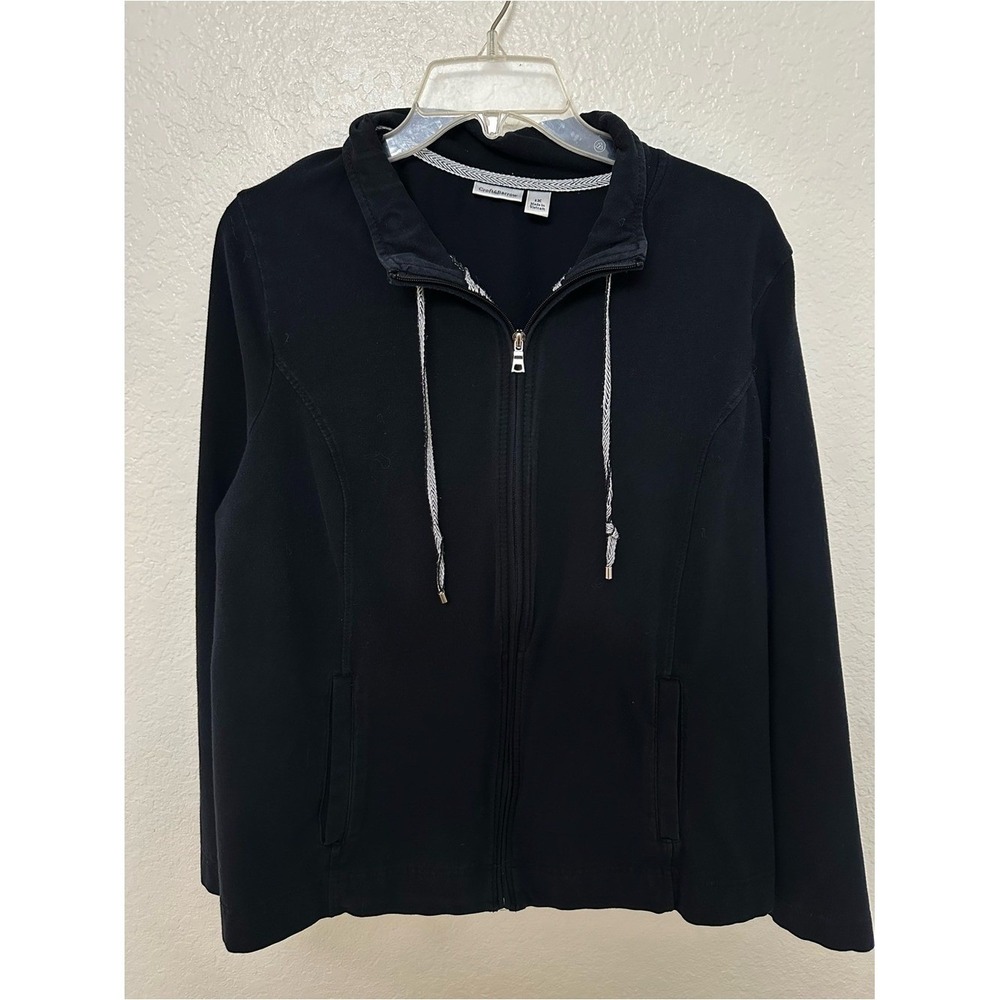 Croft & Barrow Zip Up Jacket Womens 1X Black Excellent Casual Athleisure Pockets - Picture 2 of 6
